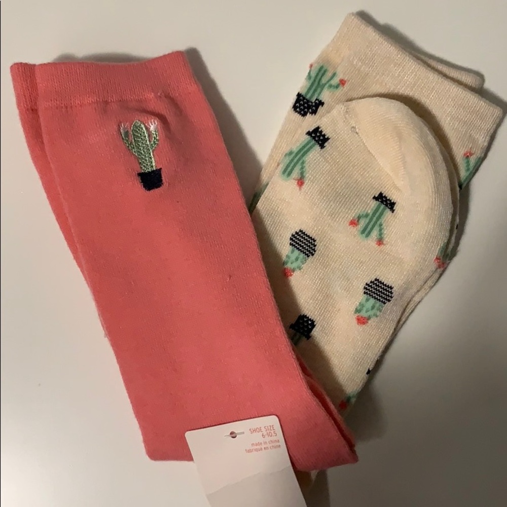 2 pack Pink/Beige Cactus Socks